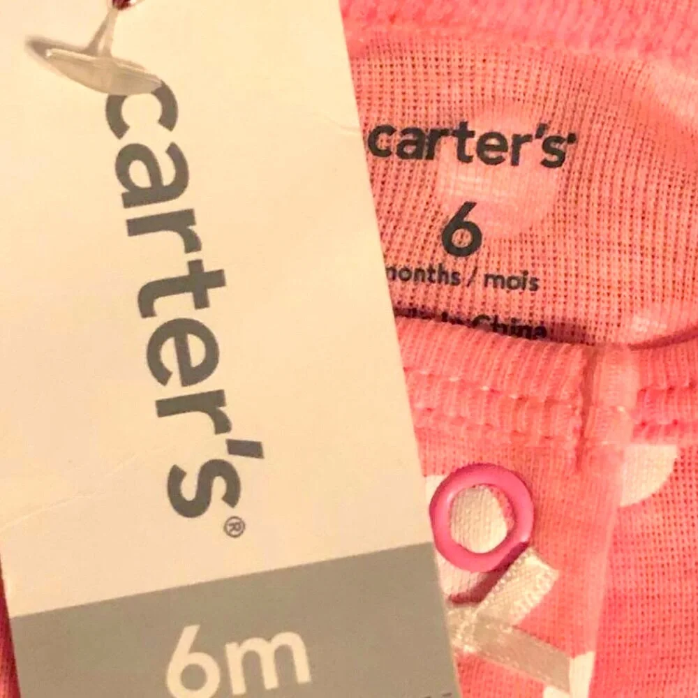 NWT CARTER'S Baby Girl Pink Polka-dot Seahorse Romper Snap-up 1-pc 6MO